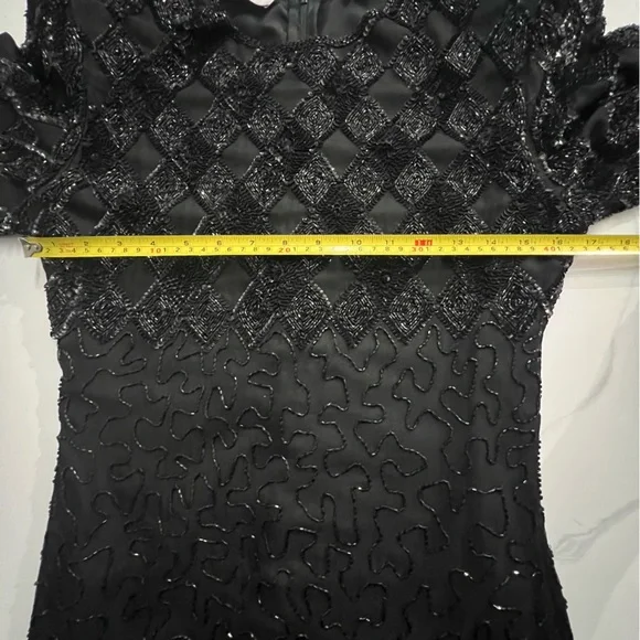 Vintage Laurence Kazar Womens Beaded Cocktail Dress Black Lined size small - Picture 12 of 12